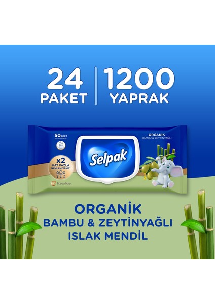 ® Organik Bambu Özlü & Organik Zeytinyağlı Islak Mendil 12'Li 600 Yaprak indirimleri