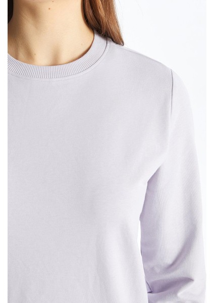 Modest Bisiklet Yaka Düz Uzun Kollu Kadın Sweatshirt Tunik