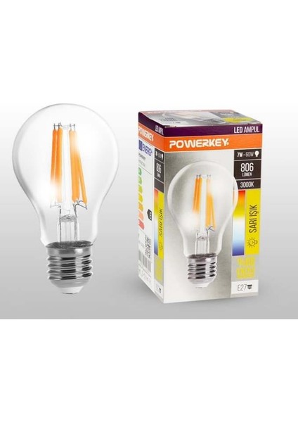 Filament LED Ampül Sarı Renk 7W