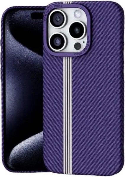 iPhone 14 Pro Kılıf Karbon Magsafe Lane Şeritli Kapak