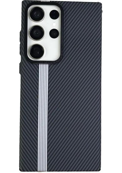 Samsung Galaxy S24 Ultra Kılıf Karbon Magsafe Lane Şeritli Kapak