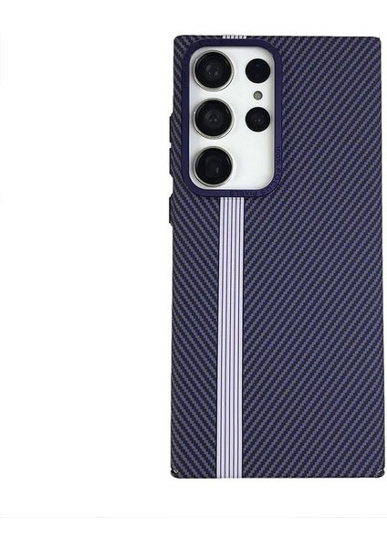 Samsung Galaxy S24 Ultra Kılıf Karbon Magsafe Lane Şeritli Kapak