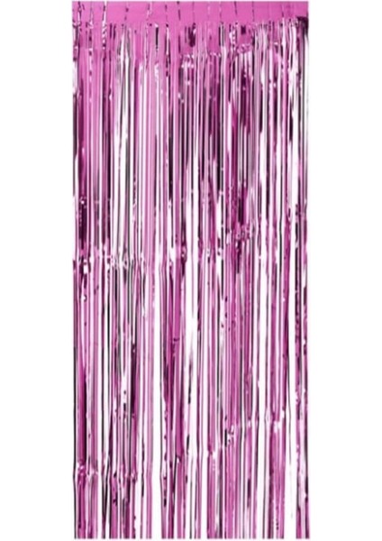 Pembe Püsküllü Kapı ve Duvar Fon Perdesi Bride To Be Bekarlığa Veda Metalize Işıltılı Arka Fon Dekor Süsü ( 100*200 Cm)