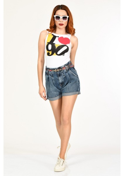 I Love 90 Baskılı Kolsuz Basic Tişört - Beyaz Beyaz - M fiyatları