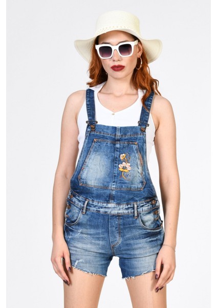 Askılı Salopet Denim Şort Tulum - Denim Denim - 30 fiyatları