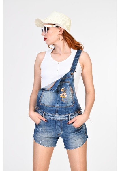 Askılı Salopet Denim Şort Tulum - Denim Denim - 30 modelleri