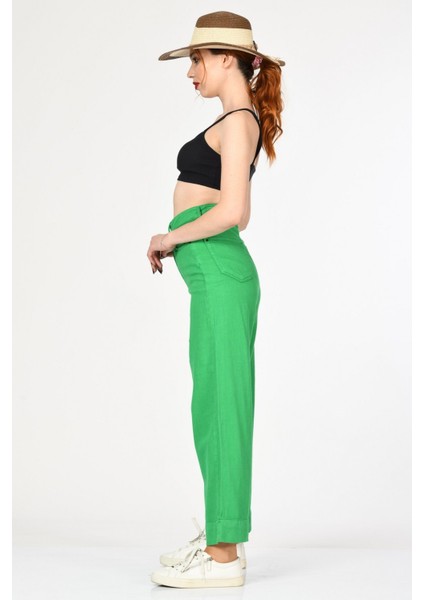 Geniş Paça Yüksek Bel Pantolon - Yeşil Yeşil - 29 modelleri