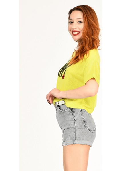 Duble Paça Yüksek Bel Denim Şort - Gri Gri - 27 fırsatları