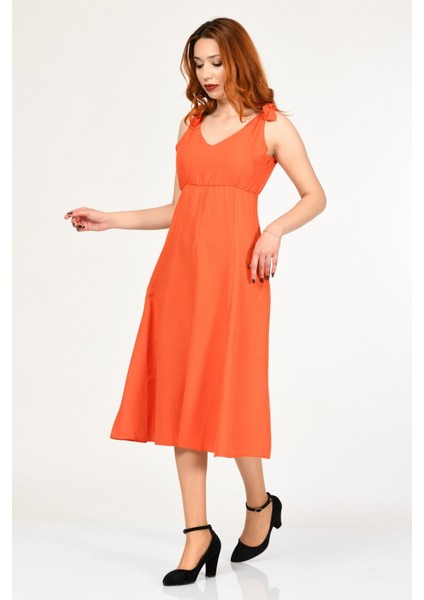 Askılı Uzun Elbise - Nar Çiçeği Nar Çiçeği - M