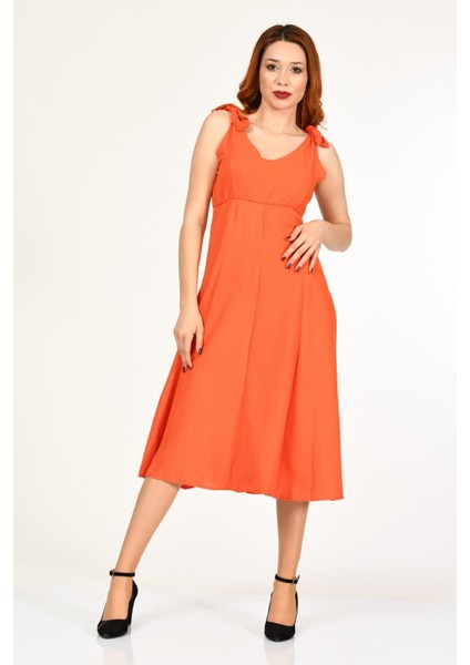 Askılı Uzun Elbise - Nar Çiçeği Nar Çiçeği - M fiyatları