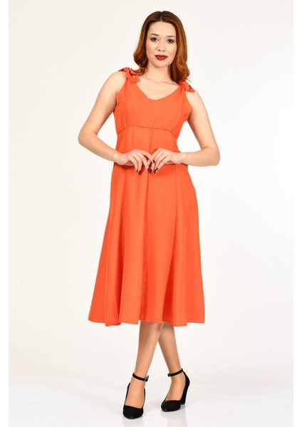 Askılı Uzun Elbise - Nar Çiçeği Nar Çiçeği - M modelleri