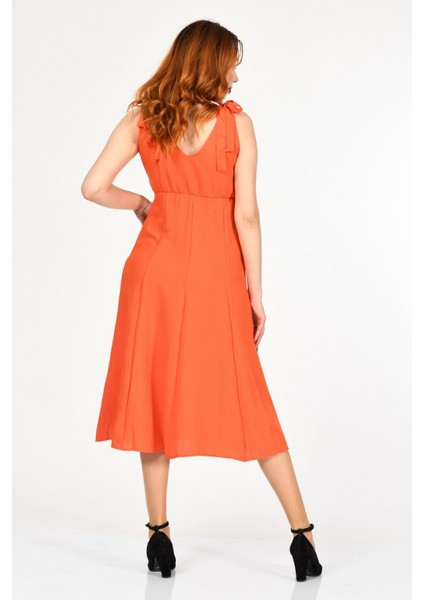 Askılı Uzun Elbise - Nar Çiçeği Nar Çiçeği - M indirimleri