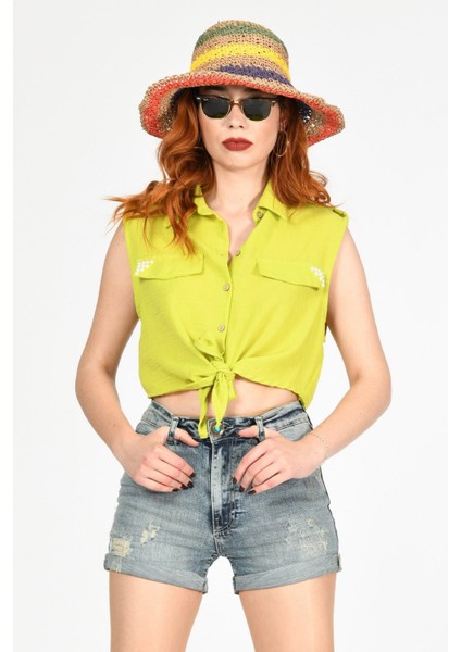 Duble Paça Yüksek Bel Denim Şort - Denim Denim - 30