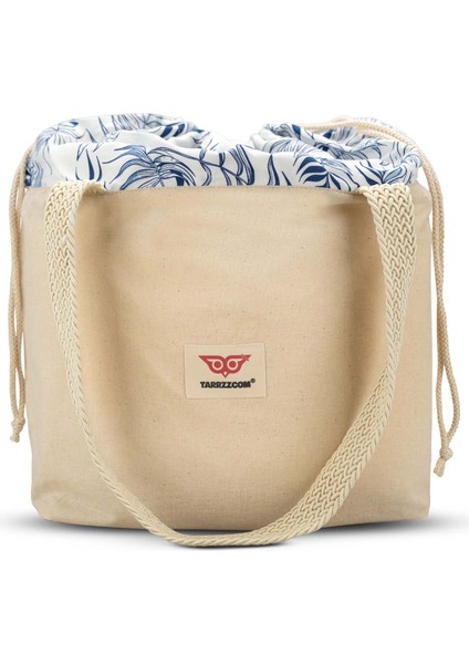 Flowers Kanvas Tote Bag Omuz Çantası, Organik Keten Kumaş Kadın Omuz Çantası, Pamuk Kumaş Desenli Büzgülü Kadın Çantası, Özel Hasır Işleme Askılı Kadın Omuz Çantası