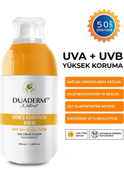 Yeni Filtreli C Vitaminli Yeni Yüz ve Vücut Güneş Kremi SPF50+ Vitamin C + Uva/Uvb 100 ml