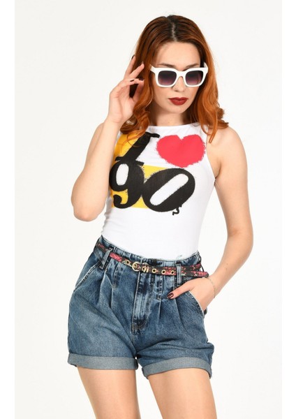 Duble Paça Yüksek Bel Denim Şort - Denim Denim - 29