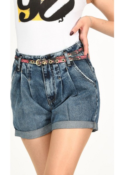 Duble Paça Yüksek Bel Denim Şort - Denim Denim - 29 indirimleri