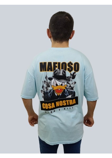 Erkek Respect Oversize Bisiklet Yaka Buz Mavisi Tişört indirimleri