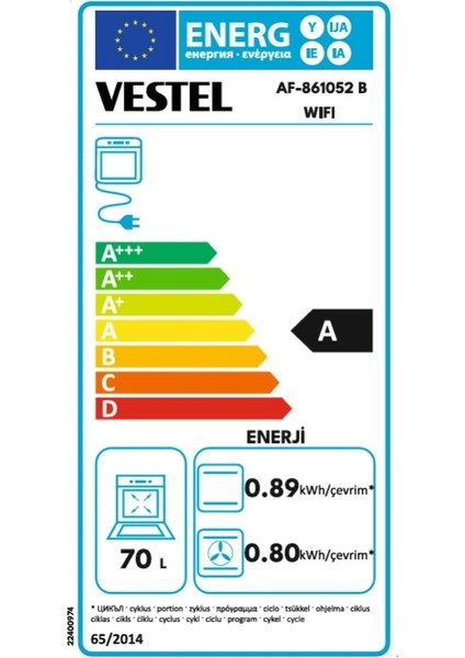 AF-861052 B Wıfı 69 Lt A Enerji Sınıfı Ankastre Fırın