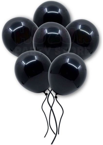Siyah Konfetili Şeffaf Balon Ve siyah Balon Seti 20 Adet