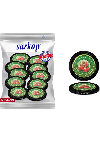 Hijyenik Paketli 10 Adet Kavanoz Kapağı – Domes Organic Siyah Model - 82MM