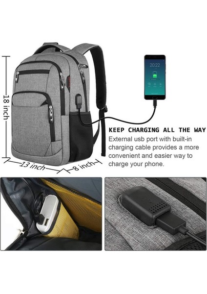 Kalesi USB Şarj Portlu Suya Dayanıklı Sırt Çantası (Yurt Dışından) indirimleri