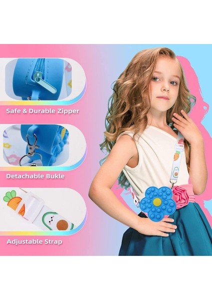 Kalesi 2 In 1 Silikon Fidget Küçük Çanta - Açık Mavi (Yurt Dışından)