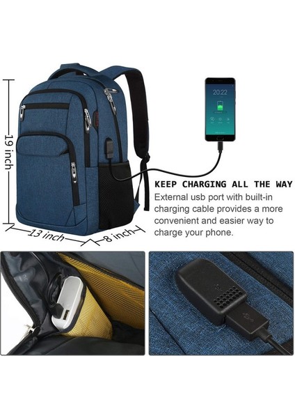 Kalesi USB Şarj Portlu Suya Dayanıklı Sırt Çantası (Yurt Dışından) indirimleri