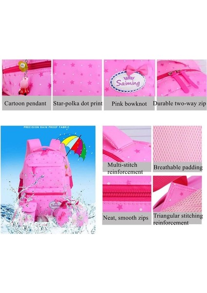 Kalesi USB Şarj Bağlantı Noktalı Sırt Çantası - Pembe (Yurt Dışından)