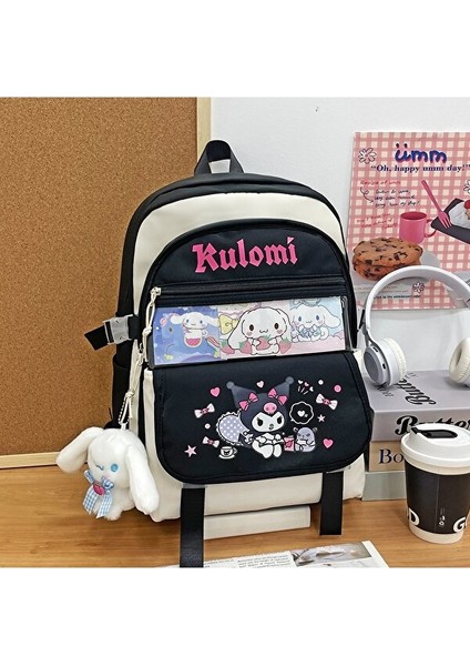 Lebeigo Baskılı Kuromi Sırt Çantası Kart Dekorasyonlu Öğrenci Çantası Ilk ve Ortaokul Çantası Büyük Sırt Çantası (Yurt Dışından)