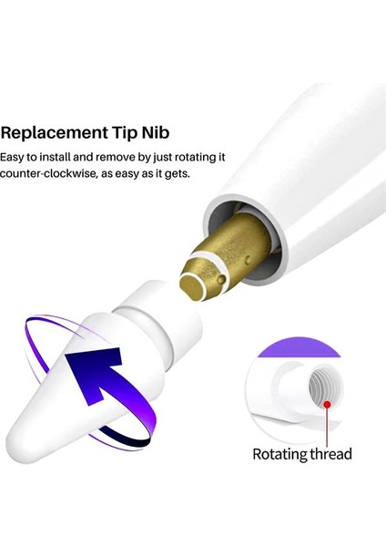 Ping Apple Pencil 1. ve 2. Nesil Için Apple Pencil Uçları Için 4'lü Yedek Uç Paketi Beyaz (Yurt Dışından) indirimleri
