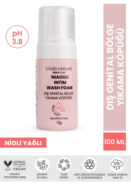 Bade Natural Nioli Yağlı Genital Bölge Yıkama Köpüğü Ph 3.8  Doğal 100 ml