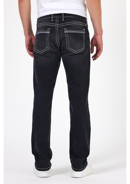 - Erkek Siyah Kalın Ipli Likralı Slim Fit Denim Pantolon