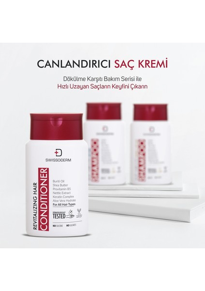 Canlandırıcı Saç Kremi, Tüm Saçlar, Vegan, Silikonsuz & Tuzsuz, Keratin, Kolay Şekillendirme 300ml