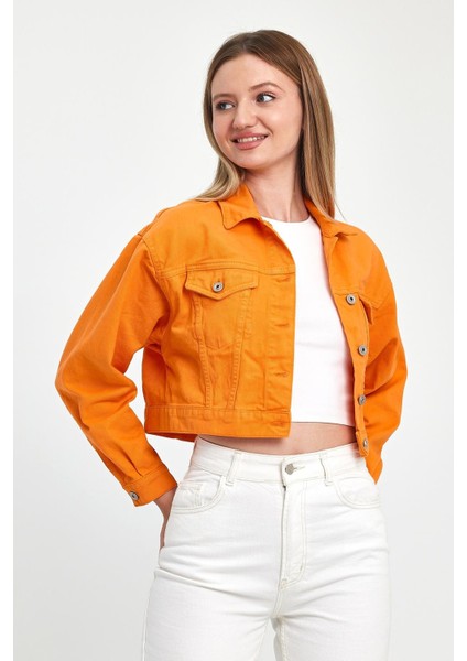 - Kadın Turuncu Crop Ceket