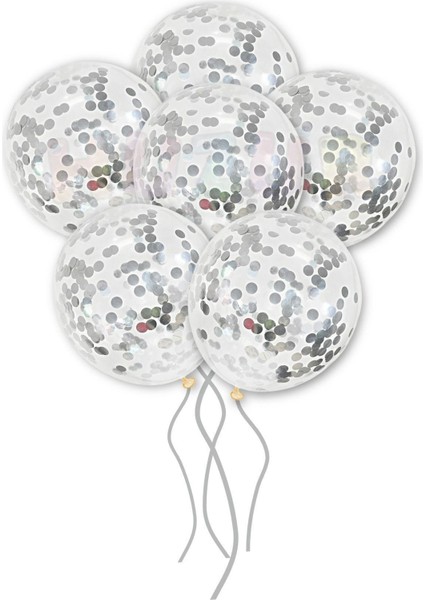 Gümüş Konfetili Şeffaf Balon Ve gümüş balon Seti 20 Adet fiyatları