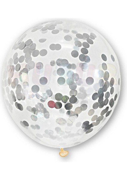 Gümüş Konfetili Şeffaf Balon Ve gümüş balon Seti 20 Adet fırsatları