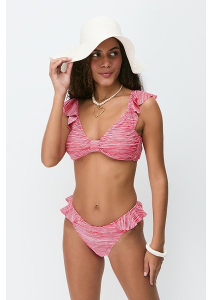 Fırfırlı Bikini Takım 3269 Kırmızı