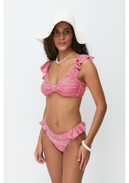 Fırfırlı Bikini Takım 3269 Kırmızı