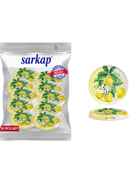 Hijyenik Paketli 10 Adet Kavanoz Kapağı – Lemon Model - 82MM