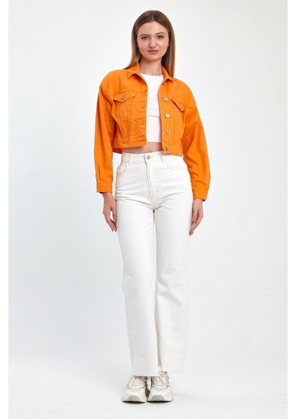 - Kadın Turuncu Crop Ceket fiyatları