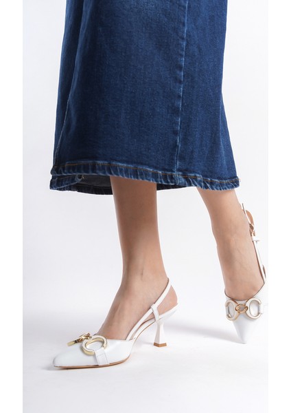 Kadın Topuklu Deri Stiletto & Ayakkabı Beyaz -MCBRG5793-B fiyatları