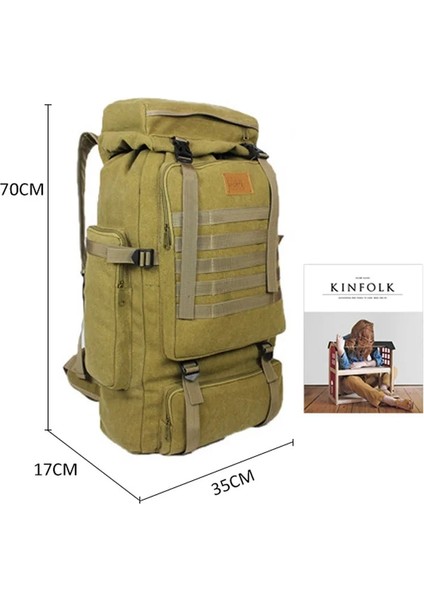 Stil 1 Haki 35CMX17CMX70CM Büyük Askeri Çanta Kanvas Erkek Sırt Çantası Taktik Çanta Kamp Yürüyüş Sırt Çantası Ordu Seyahat Açık Hava Dağcılık (Yurt Dışından)