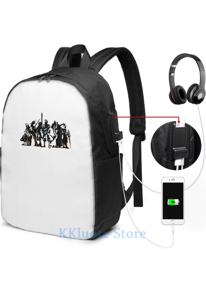 Laptop Çantası 15 Komik Grafik Baskı Final Fantasy Tactics - Gölge ve Karanlık Logo USB Şarj Sırt Çantası Erkek Okul Çantaları Kadın Çantası Seyahat Laptop Çantası (Yurt Dışından) modelleri