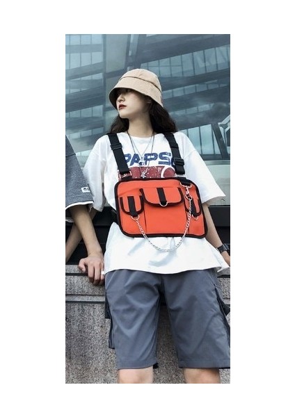Orange 2019 Yeni Kanye West Street Ins Sıcak Stil Göğüs Rig Askeri Taktik Göğüs Çantası Fonksiyonel Paket Trend Belirleyici Prechest (Yurt Dışından)