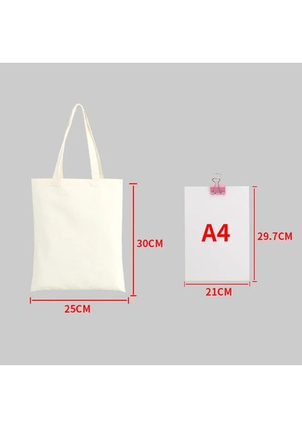 BEJ-25X30CM Büyük Kapasiteli Kanvas Alışveriş Çantaları Katlanır Çevre Dostu Pamuk Bez Çantalar Yeniden Kullanılabilir Diy Omuz Çantası Bakkal Çanta Bej Beyaz (Yurt Dışından)