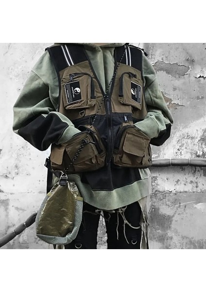 Haki Unisex Hip-Hop Kanye Çin Taichi Ins Sıcak Stil Göğüs Rig Askeri Taktik Göğüs Çantası Fonksiyonel Paket Prechest Çanta Yelek Çanta (Yurt Dışından) fiyatları