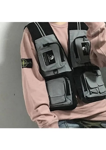 Haki Unisex Hip-Hop Kanye Çin Taichi Ins Sıcak Stil Göğüs Rig Askeri Taktik Göğüs Çantası Fonksiyonel Paket Prechest Çanta Yelek Çanta (Yurt Dışından) modelleri