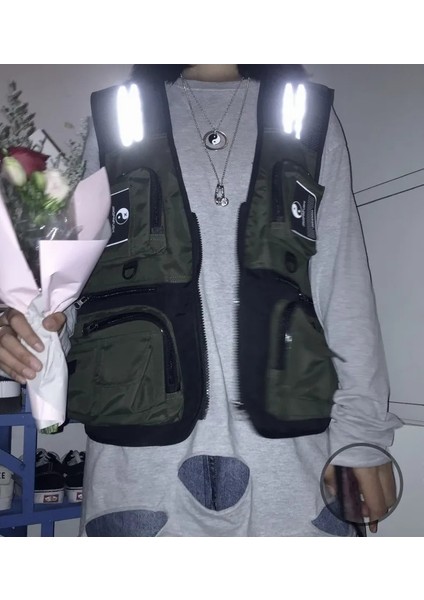 Haki Unisex Hip-Hop Kanye Çin Taichi Ins Sıcak Stil Göğüs Rig Askeri Taktik Göğüs Çantası Fonksiyonel Paket Prechest Çanta Yelek Çanta (Yurt Dışından) indirimleri