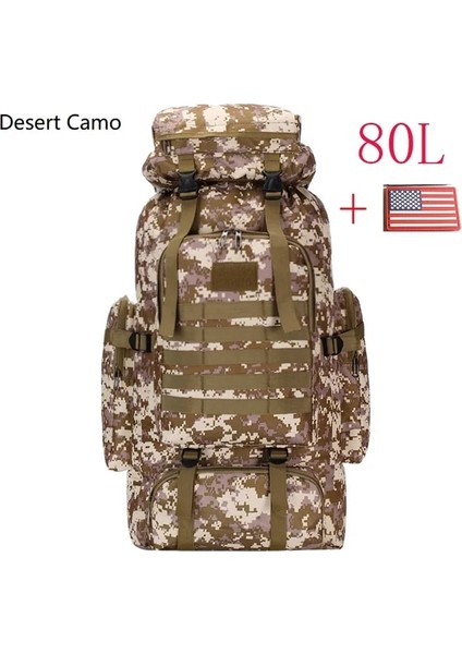 Çöl Kamuflajı (80L) Dağcılık Çantası 80L/100L Tırmanma Çantası Askeri Taktik Sırt Çantaları Büyük Sırt Çantası Açık Havada Yürüyüş Kamp Seyahat Çantaları (Yurt Dışından)